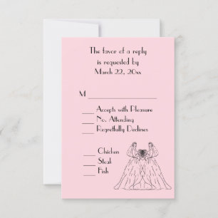 Pink Lesbian Wedding Menu Choice RSVP