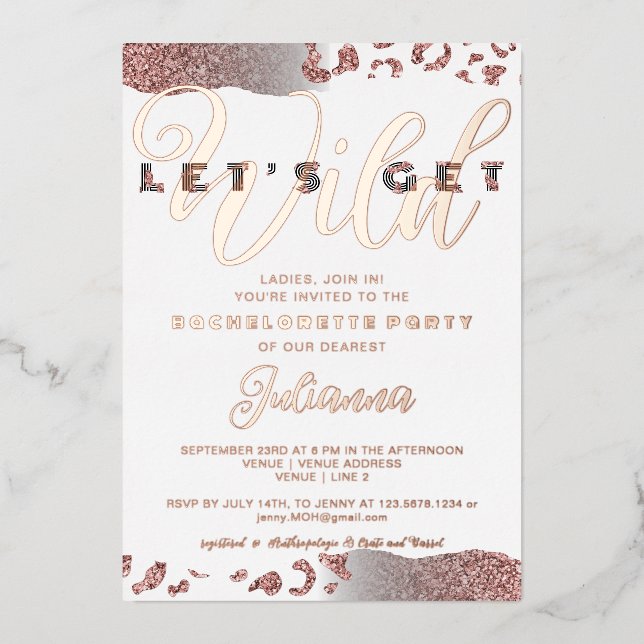 Pink Let's Get Wild Animal Print Bachelorette Bach (Front)