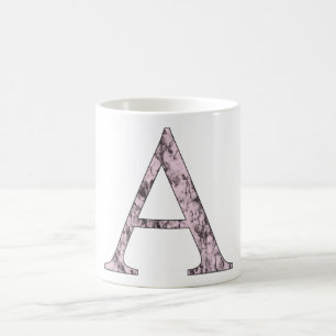 Pink Letter A monogram initial Marble Alpha symbol Coffee Mug