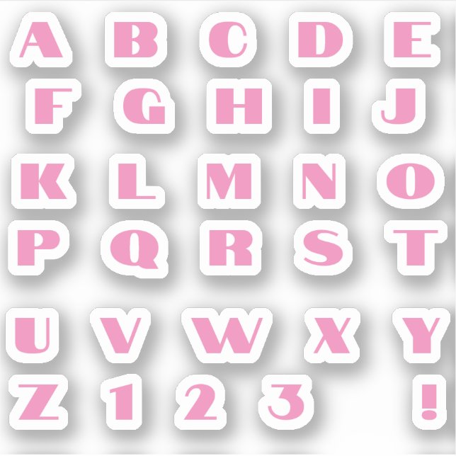 Pink letter alphabet sticker (Front)