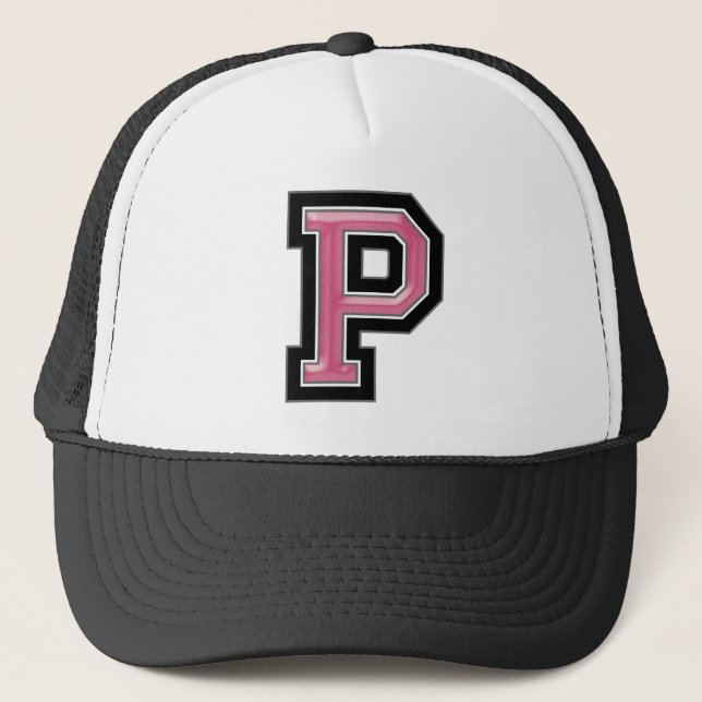 Pink Letter "P" Trucker Hat (Front)