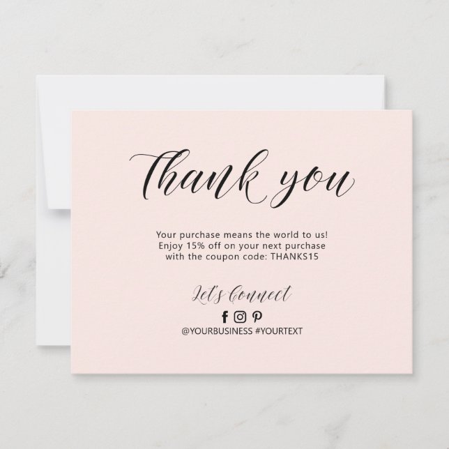Pink Lettering Business Package Thank You Card (Front)