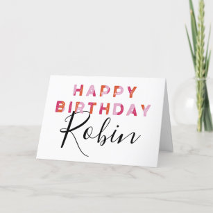 Pink Letters Simple Style Personalized Birthday Card