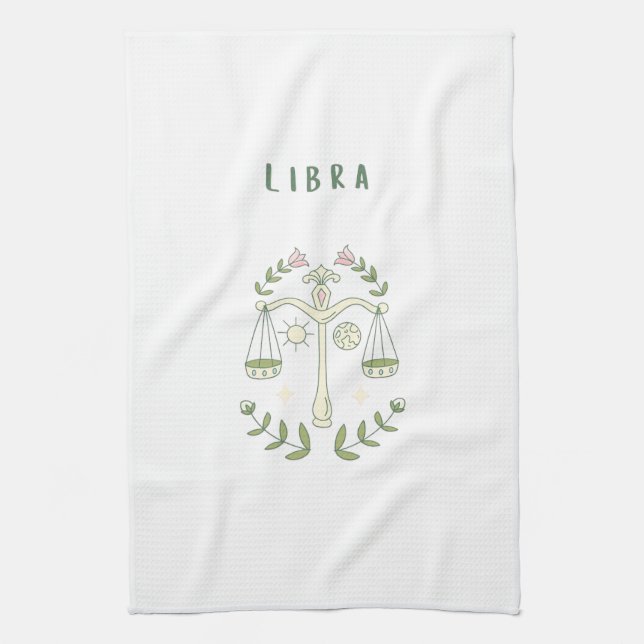 Pink Libra, zodiac, star sign  Kitchen Towel (Vertical)