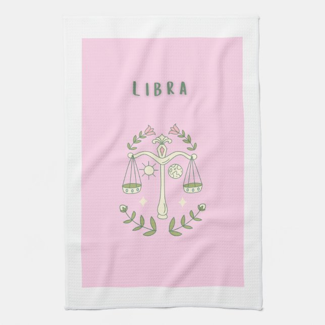 Pink Libra, zodiac, star sign  Kitchen Towel (Vertical)
