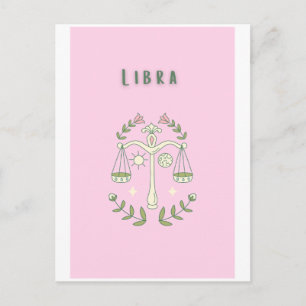 Pink Libra, zodiac, star sign Postcard