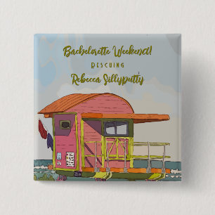 Pink Lifeguard Vibes Bachelorette Weekend 2 Inch Square Button