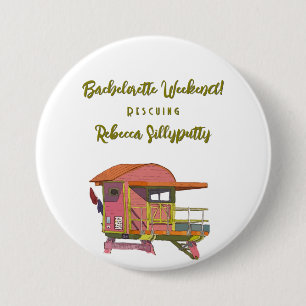 Pink Lifeguard Vibes Bachelorette Weekend 3 Inch Round Button