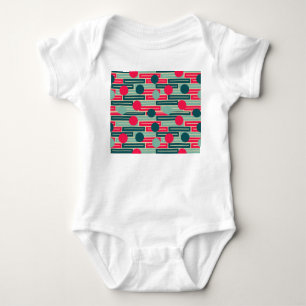 Pink, Light Blue, Teal Rectangles and Circles Baby Bodysuit