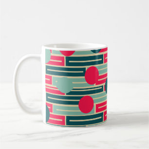 Pink, Light Blue, Teal Rectangles and Circles  Cof Coffee Mug