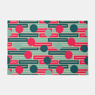 Pink, Light Blue, Teal Rectangles and Circles  Doormat