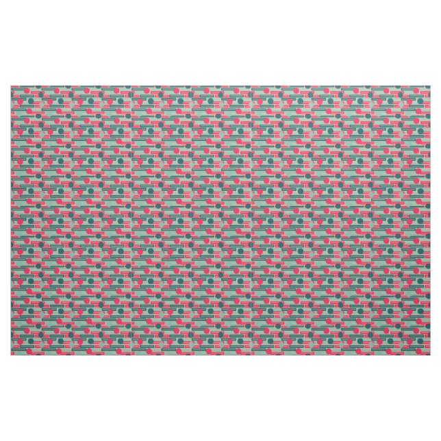 Pink, Light Blue, Teal Rectangles and Circles  Fabric (Fat Quarter)