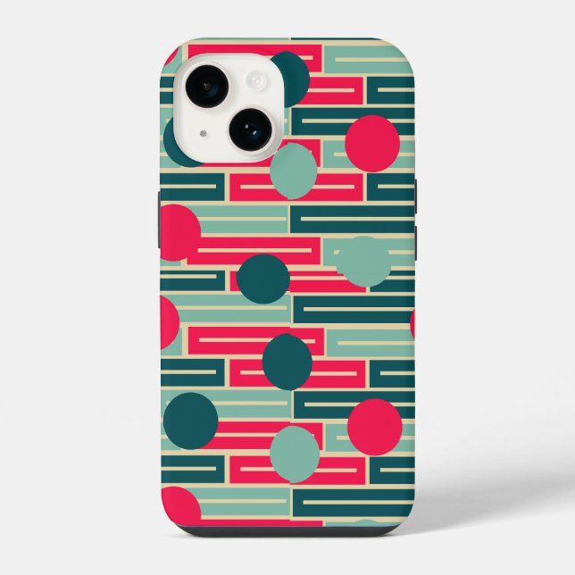 Pink, Light Blue, Teal Rectangles and Circles  iPhone Case (Back)