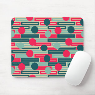 Pink, Light Blue, Teal Rectangles and Circles  Mouse Pad