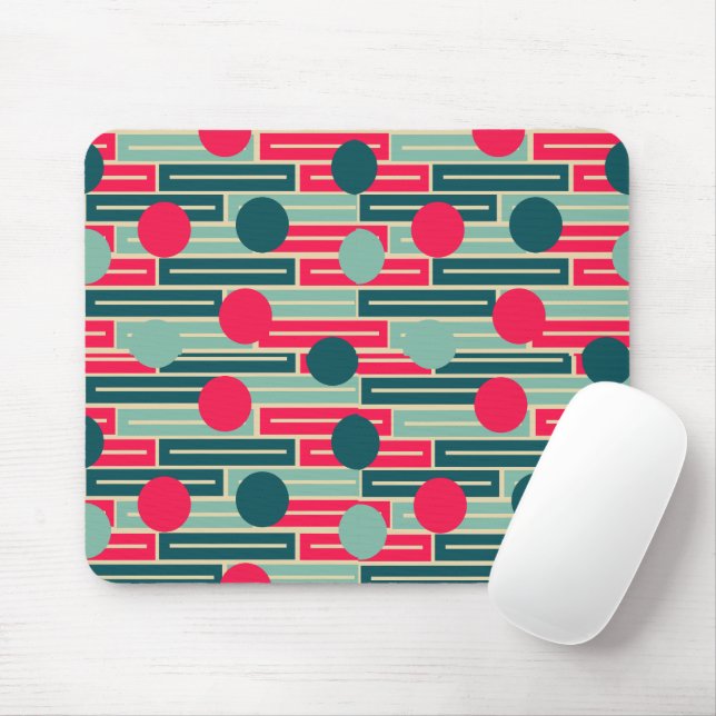 Pink, Light Blue, Teal Rectangles and Circles  Mouse Pad (With Mouse)