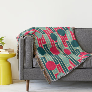 Pink, Light Blue, Teal Rectangles and Circles  Throw Blanket