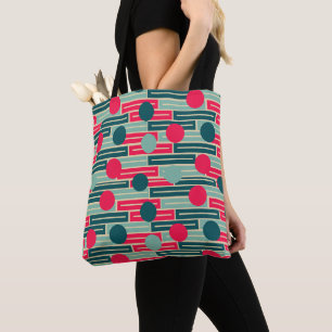 Pink, Light Blue, Teal Rectangles and Circles Tote Bag