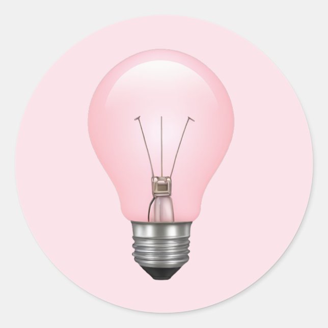 Pink Light Bulb Emoji  Classic Round Sticker (Front)