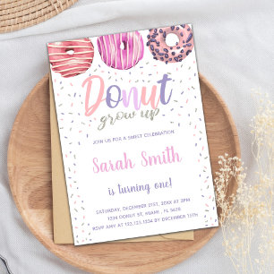 Pink Light Doughnut Birthday Invitations