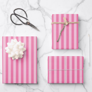 Pink & Light Pink Stripes Wrapping Paper Sheet