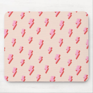 Pink Lightning Bolt Pattern Mouse Pad