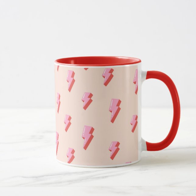Pink Lightning Bolt Pattern Mug (Right)