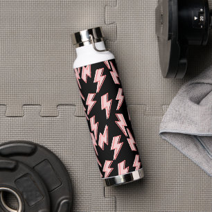 Pink Lightning Bolts Pattern Water Bottle
