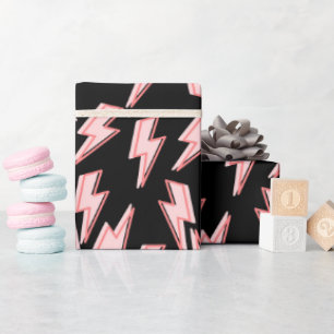 Pink Lightning Bolts Pattern Wrapping Paper
