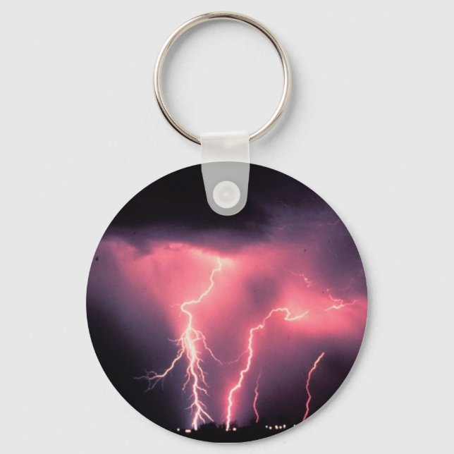Pink lightning keychain (Front)