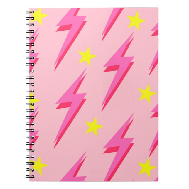 Pink Lightning Pattern Notebook for School (Front)