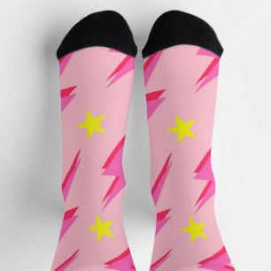 Pink Lightning Pattern Sock for Stylish Comfort
