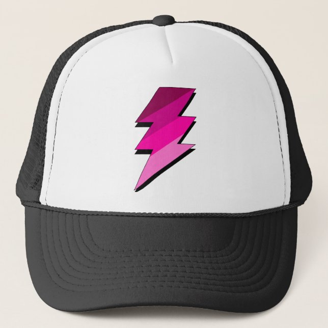 Pink Lightning Thunder Bolt Trucker Hat (Front)