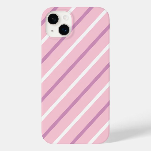 Pink, Lilac and White Diagonal Stripes Case-Mate iPhone Case (Back)