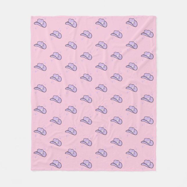 Pink Lilac Cowgirl Rodeo Pattern Fleece Blanket (Front)