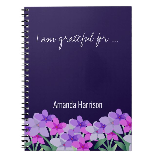 Pink lilac floral Gratitude Journal Personalized (Front)