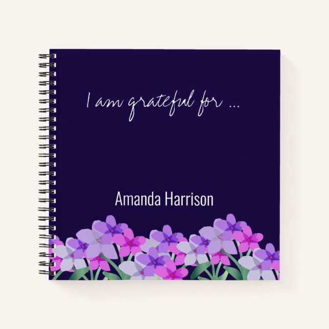 Pink lilac floral Gratitude Journal Personalized (Front)