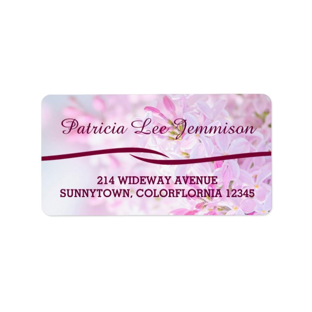 Pink lilac flowers label (Front)