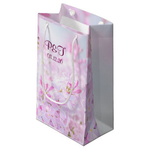 Pink lilac flowers small gift bag