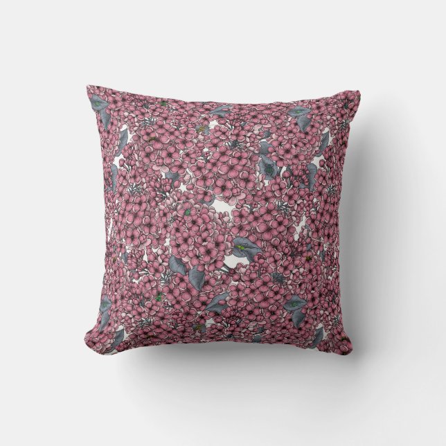 Pink Lilac garden Throw Pillow (Front)