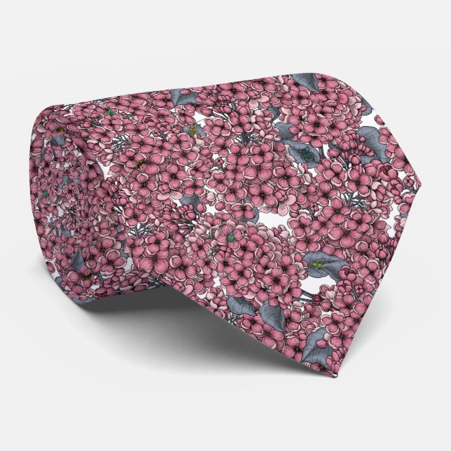 Pink Lilac garden Tie (Rolled)
