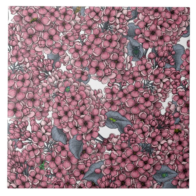 Pink Lilac garden Tile (Front)