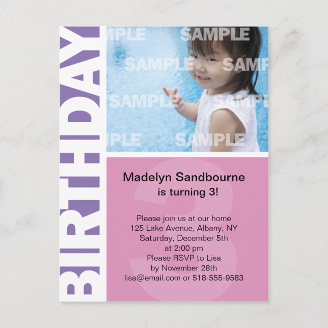 Pink Lilac Panel 3e carte postale anniversaire (Devant)