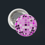 Pink Lilac Purple Retro Modern Disco Ball  1 Inch Round Button<br><div class="desc">Dance,  dance! Evergreen disco mirrorball design for every dancing queen. Disco ball illustration pink aesthetic home decor,  party products and gifts.</div>