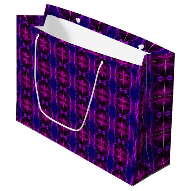  "Pink lilac strokes float" on blue background Large Gift Bag (Front Angled)