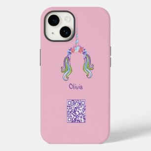 Pink & Lilac Unicorn Photo & Name  iPhone 14 Case