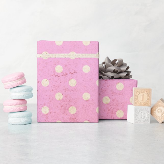 Pink Lilac Vintage Polka Dot  Wrapping Paper (Baby Shower)