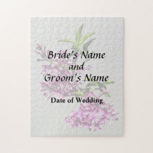 Pink Lilacs and Leaves Wedding Products Jigsaw Puzzle