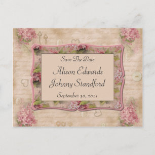 Pink Lilacs Save The Date Announcement Postcard