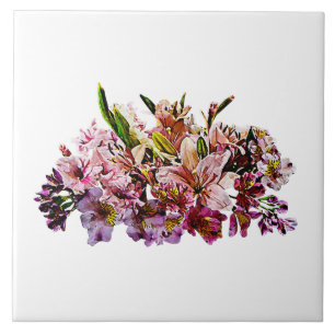 Pink Lilies and Gladiolas Tile