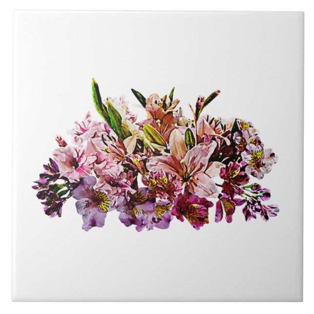 Pink Lilies and Gladiolas Tile (Front)